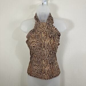 Shameless Vintage Halter Top Women’s M Snakeskin Animal Print Y2K Mon Wife